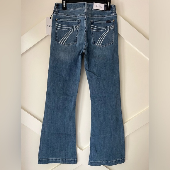 7 For All Mankind Dojo Original Jeans Trouser NWT Size 30 7FAMK White Stitching - Picture 3 of 8